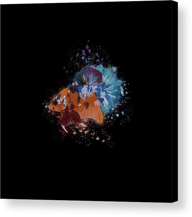 Artistic Acrylic Print featuring the digital art Artistic Orange Multicolor Betta Fish by Sambel Pedes