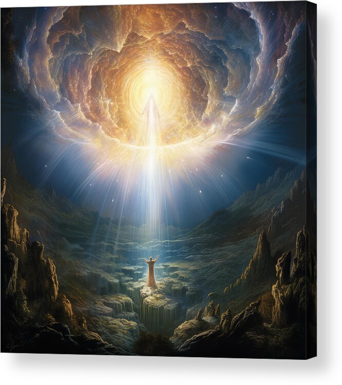 God Acrylic Print featuring the painting Ascension of Jesus by Lourry Legarde