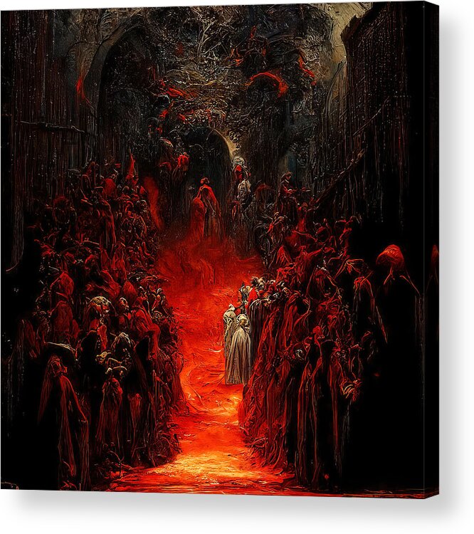 Hell Acrylic Print featuring the painting At the Gates of Hell, 08 by AM FineArtPrints