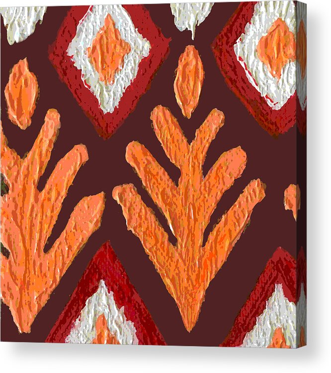Acrylic Painting Acrylic Print featuring the photograph Autumn Ikat Posterized Painting by work by Lisa Kling
