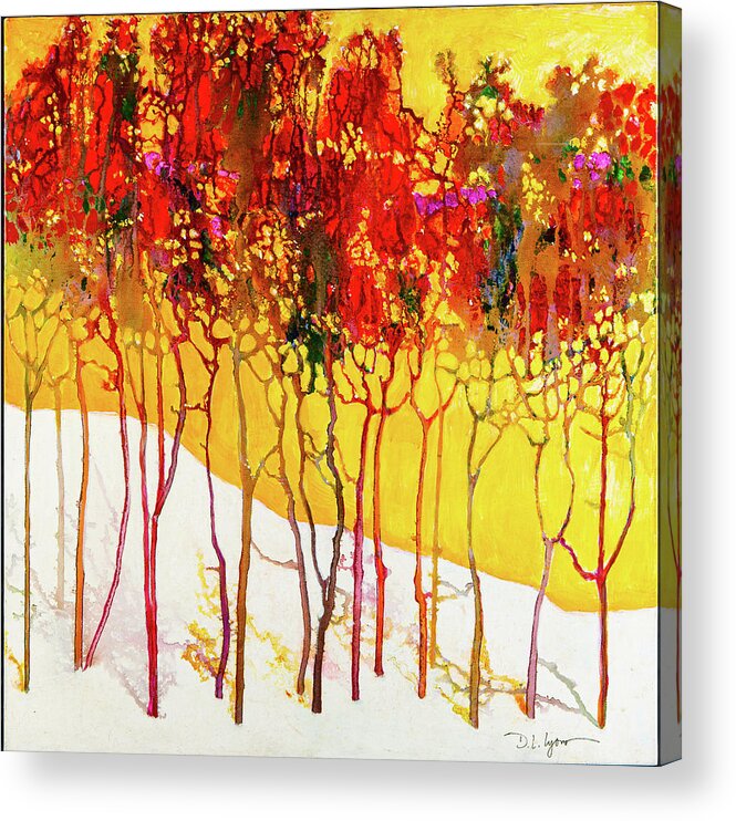Abstract Acrylic Print featuring the digital art Autumns Last Mosaic - Abstract Contemporary Acrylic Painting by Sambel Pedes