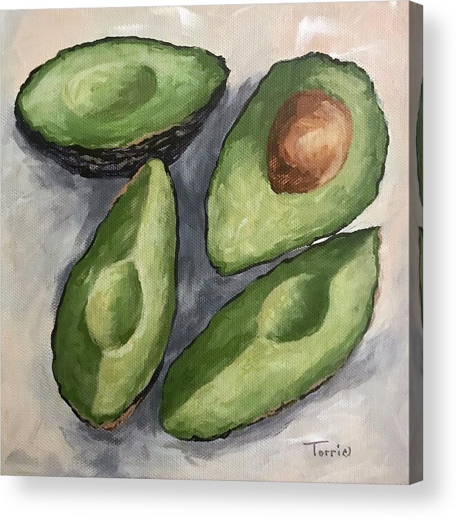 Avocado Acrylic Print featuring the painting Avocado Bunch by Torrie Smiley