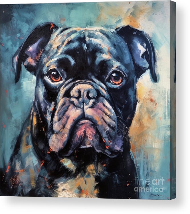 Bulldog Acrylic Print featuring the painting Axel by Tina LeCour