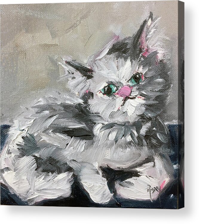 Pet Acrylic Print featuring the painting Babe Persian Cat by Roxy Rich