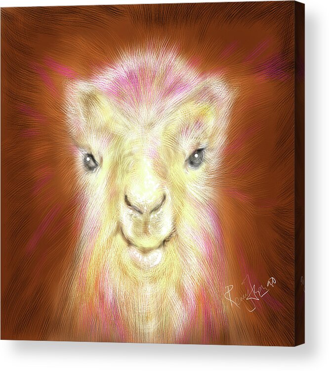Camel Acrylic Print featuring the painting Adorable baby Camel by Remy Francis