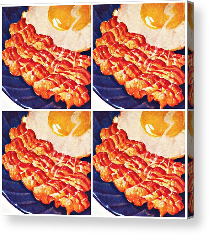 Food Acrylic Print featuring the mixed media Bacon and Eggs by Sally Edelstein