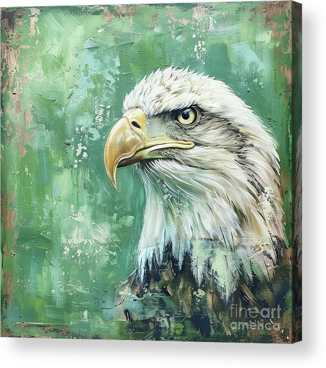 Eagle Acrylic Print featuring the painting Bald Eagle Portrait by Tina LeCour