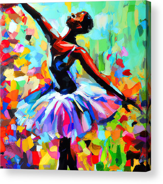 Woman Acrylic Print featuring the painting Ballerina dancing on stage, 05 by AM FineArtPrints