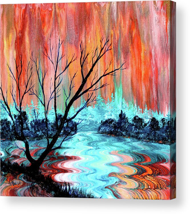 Marys River Acrylic Print featuring the painting Bare Tree by Mary's River by Laura Iverson