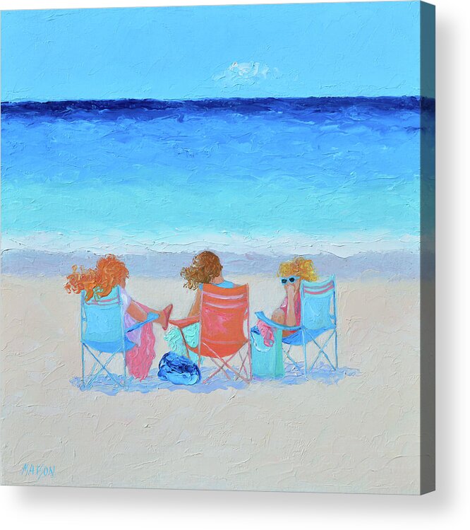 Beach Acrylic Print featuring the painting Beach Painting - Girl Friends - by Jan Matson by Jan Matson