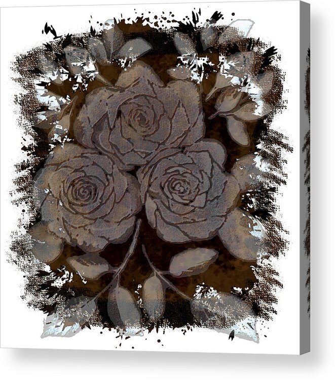 Plants Acrylic Print featuring the digital art Beautiful Brown and Gray Rose Fossil by Delynn Addams