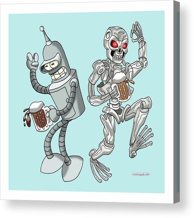 Terminator Acrylic Print featuring the digital art Best Buds 5 by Kynn Peterkin