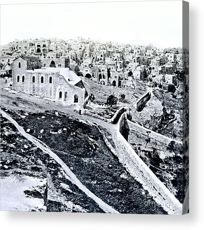 Bethlehem Acrylic Print featuring the photograph Bethlehem City and Fields in 1900 by Munir Alawi