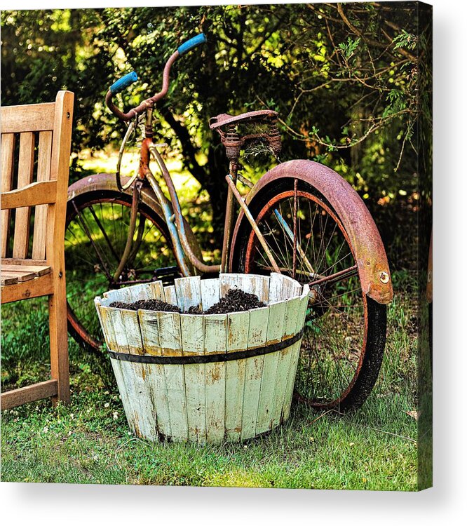 Bench Bicycle Acrylic Print featuring the photograph Bicycle Bench1 by John Linnemeyer