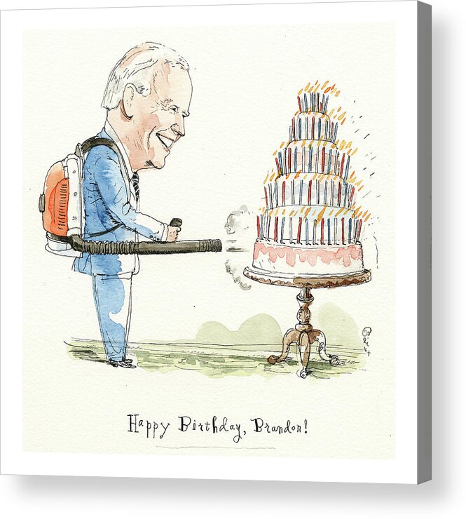 Biden's Big Birthday Blowout Acrylic Print featuring the painting Bidens Big Birthday Blowout by Barry Blitt