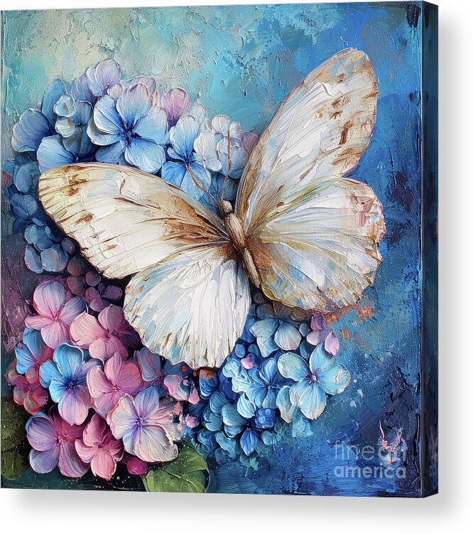 Butterfly Acrylic Print featuring the painting Big White Butterfly by Tina LeCour