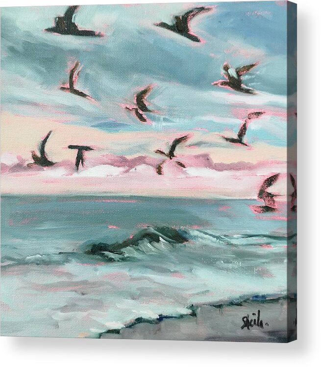 Seascape Acrylic Print featuring the painting Taking Flight by Sheila Romard