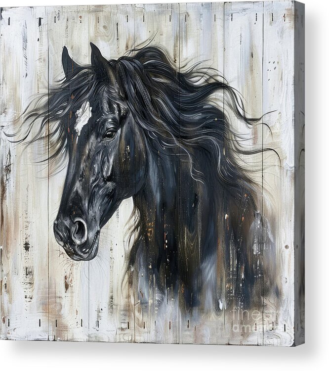 Horse Acrylic Print featuring the painting Black Beauty Horse by Tina LeCour