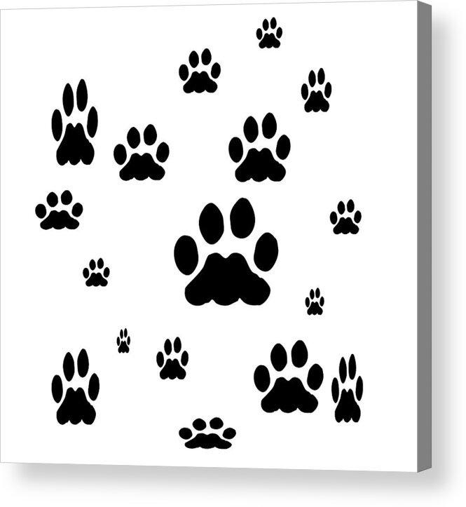 Pet Acrylic Print featuring the digital art Black Pet Paw Prints by Kathy K McClellan