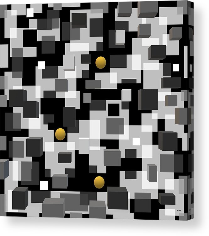 Black Squares Acrylic Print featuring the digital art Black Squares by Val Arie