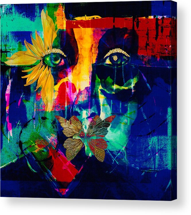 Abstract Art Acrylic Print featuring the mixed media Blew by Canessa Thomas