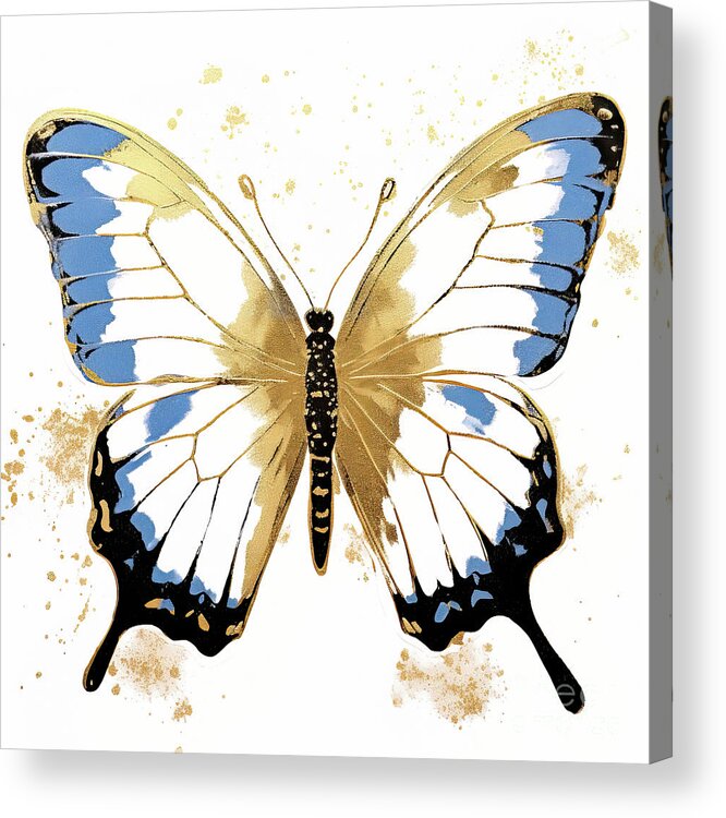Butterfly Acrylic Print featuring the painting Blue And Gold Butterfly by Tina LeCour