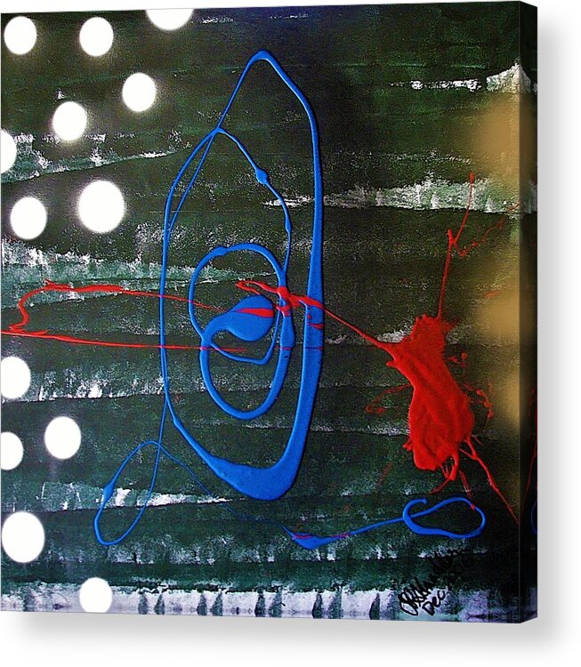 Modern Abstract Acrylic Print featuring the painting Blue meets Red by Joan Stratton