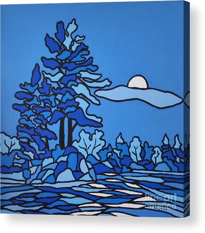 Trees Acrylic Print featuring the painting Blue Moon by Petra Burgmann