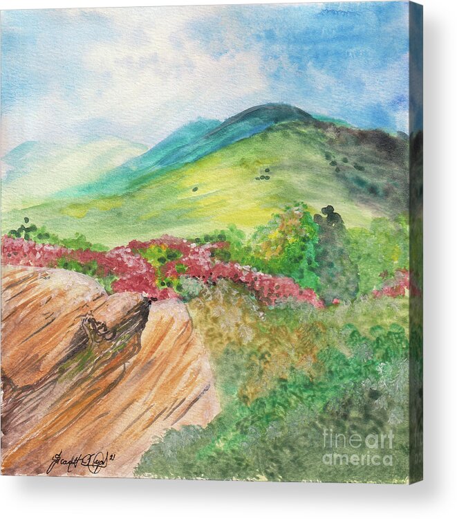 Blue Ridge Mountains Acrylic Print featuring the painting Blue Ridge Mountains by Scarlett Royale