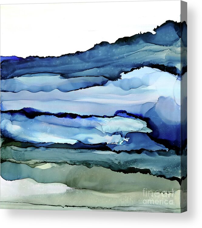 Alcohol Ink Acrylic Print featuring the painting Bluescape 3 by Chris Paschke