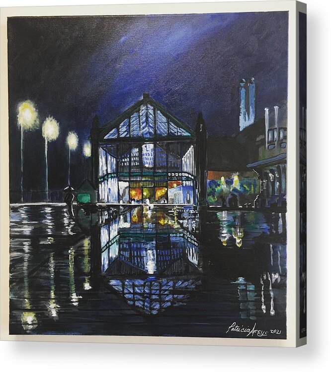 #asburypark #asburycasino Acrylic Print featuring the painting Boardwalk Reflections by Patricia Arroyo