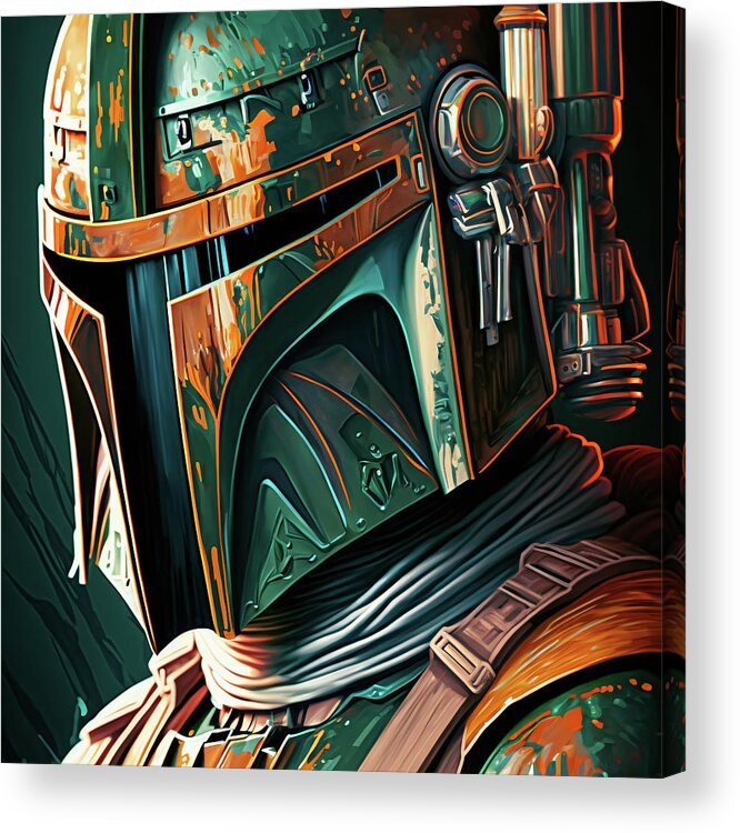 Star Wars Acrylic Print featuring the digital art Boba Fett Chicano Style by iTCHY
