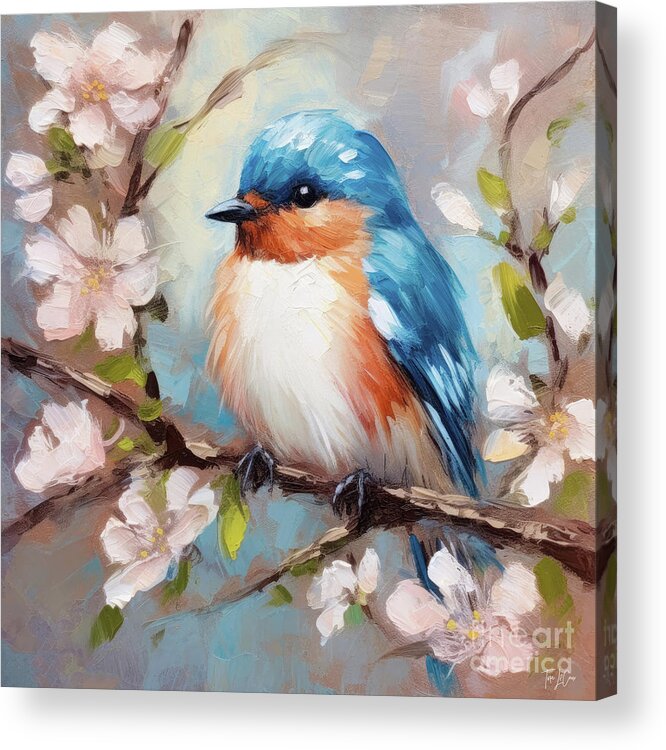 Bluebird Acrylic Print featuring the painting Bountiful Bluebird by Tina LeCour