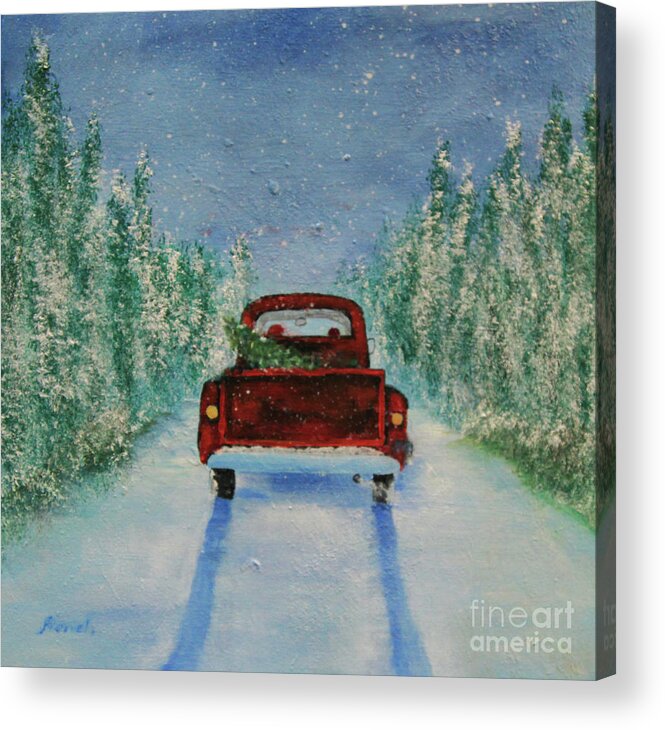 Oil Painting Acrylic Print featuring the painting Bringing Home the Tree by Jeanette French