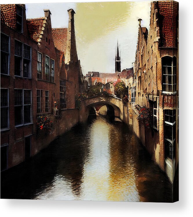 Belgium Acrylic Print featuring the painting Bruges, Belgium - 15 by AM FineArtPrints