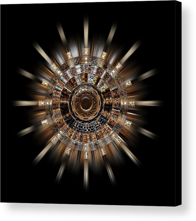 Star Acrylic Print featuring the digital art Burlwood Ships Wheel Zoom Star by David Manlove