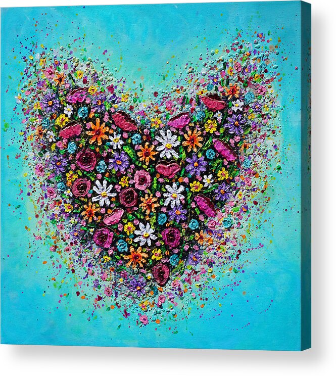 Heart Acrylic Print featuring the painting Bursting with Love by Amanda Dagg