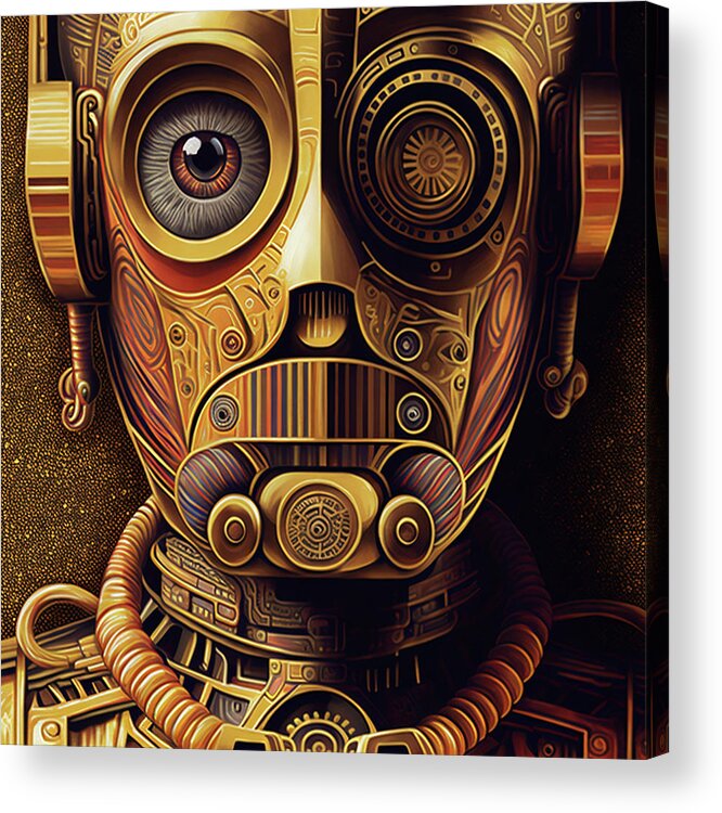 Star Wars Acrylic Print featuring the digital art C-3PO Chicano Style by iTCHY