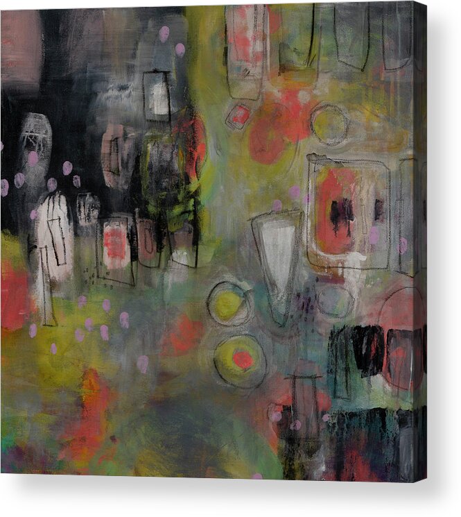 Abstract Acrylic Painting Acrylic Print featuring the painting Caddywampus by Chris Burton