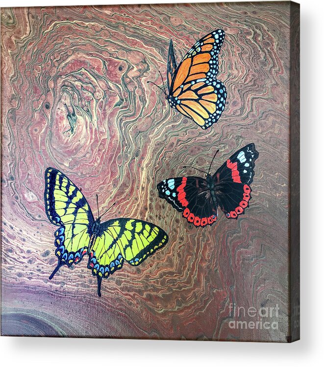 Butterflies Acrylic Print featuring the painting California Butterflies by Lucy Arnold