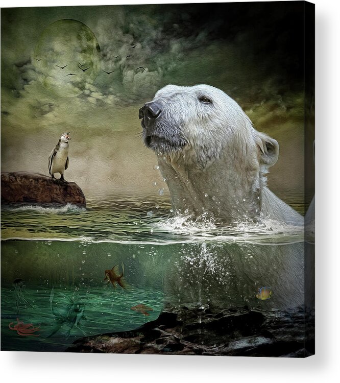 Polar Bear Acrylic Print featuring the digital art Calling Out by Maggy Pease