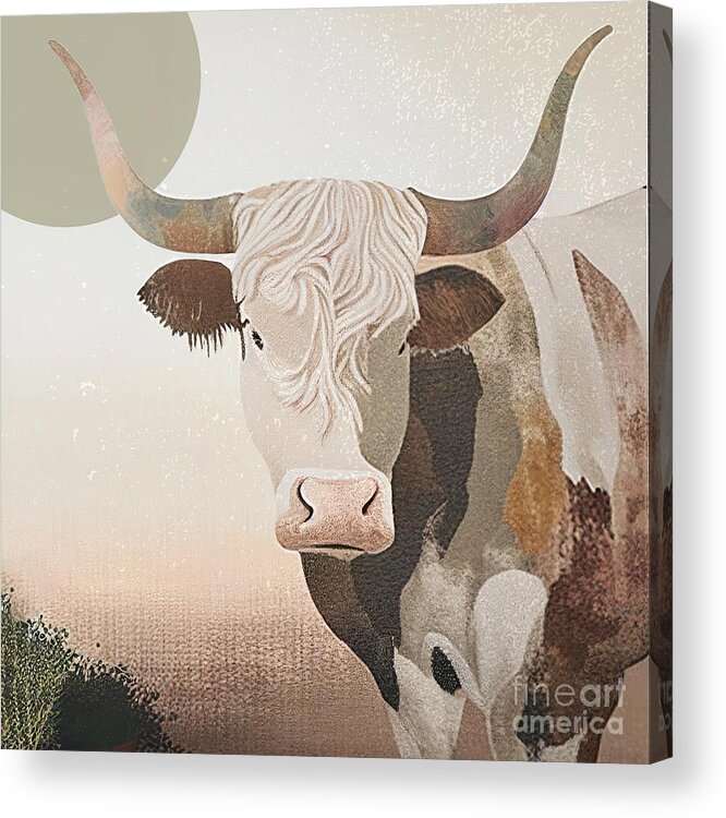 Cammo Acrylic Print featuring the painting Cammo Steer II by Mindy Sommers