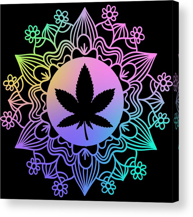 Mandala Acrylic Print featuring the digital art Cannabis Mandala by Lisa Pearlman