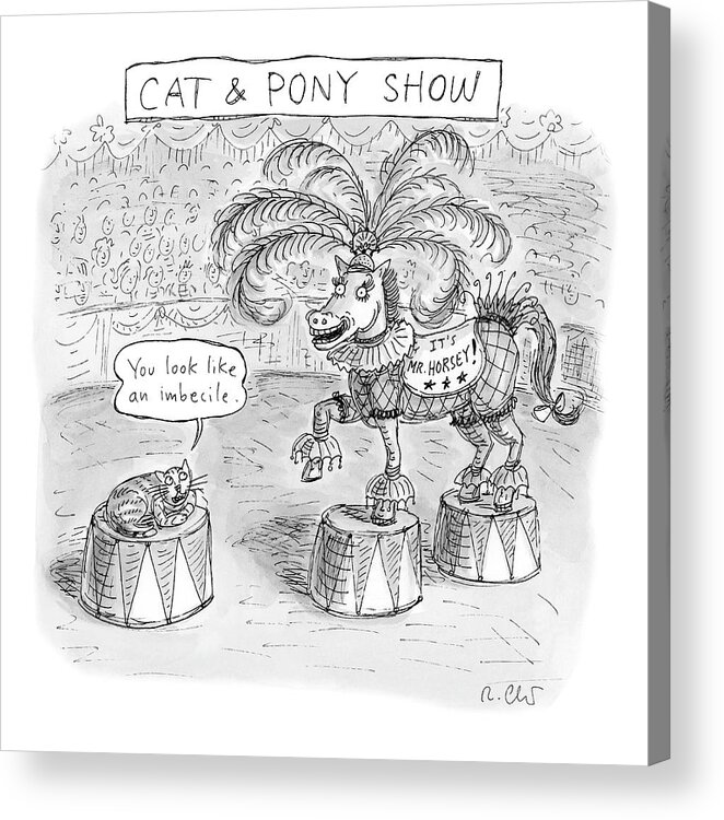 A26045 Acrylic Print featuring the drawing Cat And Pony Show by Roz Chast