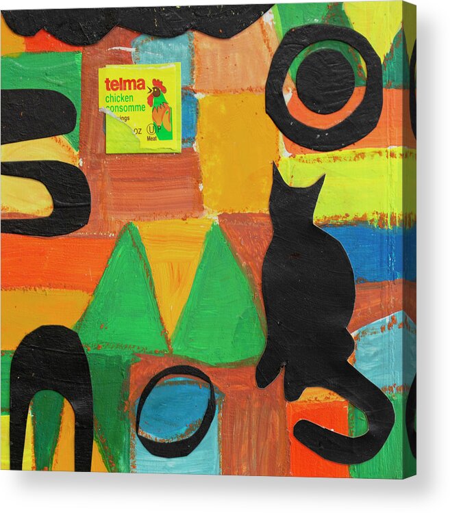 Cat Acrylic Print featuring the mixed media Cat Eyes by Julia Malakoff