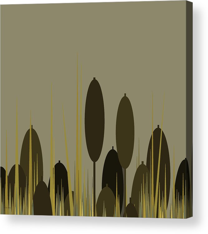Cattails In The Rain Acrylic Print featuring the digital art Cattails in the Rain by Val Arie