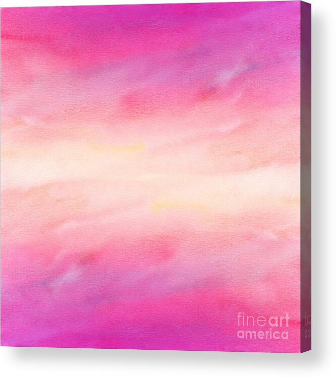 Watercolor Acrylic Print featuring the digital art Cavani - Artistic Colorful Abstract Pink Watercolor Painting Digital Art by Sambel Pedes
