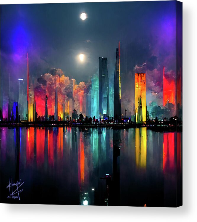 Celestial City Acrylic Print featuring the digital art Celestial City 28 by DC Langer