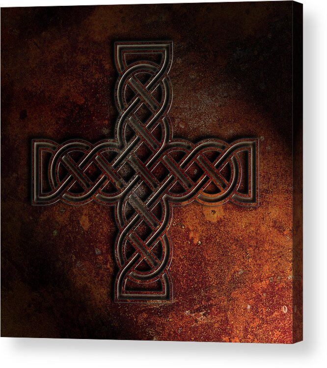 Art Acrylic Print featuring the digital art Celtic Knotwork Valentine Heart Rust Texture No 1 Repost by Brian Carson