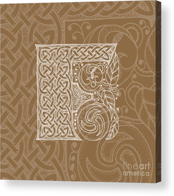 Artoffoxvox Acrylic Print featuring the mixed media Celtic Letter F Monogram by Kristen Fox